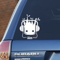 H-Tradings I Am Groot White 4 Inches Approx Cars Walls Helmets Toolbox Laptop Die-Cut Vinyl Stickers Decals Vans SUV Trucks Windows Bumper