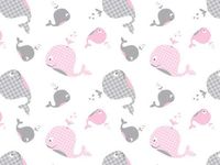 10ct Pink Grey White"Whales" Baby Gingham Tissue Paper Gift Wrapping 20"x30" Sheets nfLG -1358