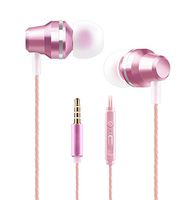 Josi Minea 3.5mm Premium HD Headphones - Stereo Earphone Headset with Volume, Play/Pause Controller & Built-in Microphone [ Rose Gold ]