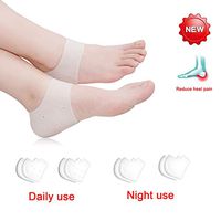 4 Pairs (2 Pairs for Daily Use 2 Pairs for Night) Silicone Heel Socks Plantar Fasciitis Insertion Pads Heel Shield and Heel Cup for Dry Heel Plantar Fasciitis Sore Heels. for Men & Women—White (White)