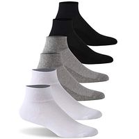 No-Binding Diabetes Socks, Feelwe Men's Women's Diabetic Ankle Socks with Seamless Toe Non Slip Soft Stretchy Socks Wide Boot Socks 6 Pairs Balck/White/Light Grey XXL