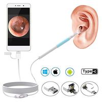 3 in 1 Ear Endoscope Earwax Removal Tool 720P HD Waterproof Camera 5.5mm Inspection Visual Earwax Removal Tool with 6 Adjustable LED Lights for Android/Windows/Mac (Not for iPhone)