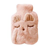 TRRAPLE Hot Water Bag with Removable Fleece Cover 26X17 cm Transparent Hot Water Bottle Hot and Cold Therapy for Warm Keeping & Pain Relief with Cute Animal Shape Cover