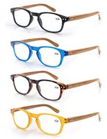 MODFANS Reading Glasses 1.25 Fashion Wood-Look Readers Spring Hinges Stylish Men Women