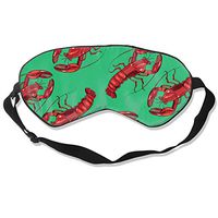 100% Silk Sleep Mask Eye Mask Lobster Pattern Soft Eyeshade Blindfold with Adjustable Strap for Sleeping Travel Work Naps Blocks Light