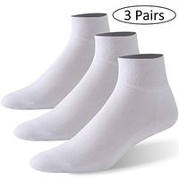 Forcool Diabetic Socks, Men's Women's Non Binding Loose Top Diabetic Socks Wide Ankle Low Cut Cotton Edema Socks Diabetes Socks with Seamless Toe, 3 Pairs White Large