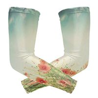 LEVEIS Garden Flower Arm Sleeves UV Protection for Men Women Sunblock Protective Gloves Running Golf Cycling Driving Long Arm Cover 1 Pair