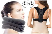 Best Cervical Neck Traction Device and Posture Corrector Set, Cervical Collar for Neck Support and Decompression,Relieves Shoulders Pain, Corrects Slouching, Hunching & Bad Posture
