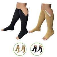HealthyNees 2 Set Open Toe 20-30 mmHg Compression Leg Calf Swelling Zipper Sock (2 Pairs Mix, 3X-Large)