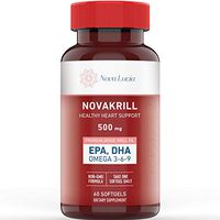 Natural Krill Oil Omega 3 6 9 Supplement, Burpless 60 Red Liquid Softgels, Rich in EPA, DHA, Astaxanthin, No Fishy Aftertaste, 1000mg per 2 Softgels