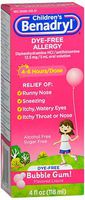 Benadryl Children's Dye-Free Allergy Liquid Bubble Gum Flavored - 4 oz, Pack of 4