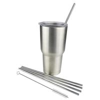 HP95 1PC Long 10.5in Reusable Drinking Metal Straws Straight Stainless Steel Drinking Straws for 20 Oz/30 Oz Cups (Pack of 4-270mm/10.5")