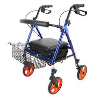 HSRG Medical Transport Wheelchair Rollator Walker, with Curved Backrest and Storage Basket Mobility Aid for Adult, Elderly & Handicap