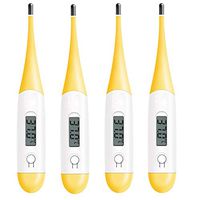 Best High Precision Thermometer for Fever Test with Flexible Tip, LCD Digital Body Temperature Accurate & Fast Reading Oral Cavity, Rectum, Armpit Thermometer for Baby, Child & Adult (4 Pcs, Yellow)
