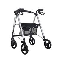 Deluxe Rollator Walker Transport Wheelchair Steel Rollator with Seat And Wheels Includes Back Support Mobility Portable Walker with Seat Aluminum Fold Up
