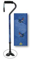 Walking Cane Foam Handle Offset Bluebird Quad Tip Footed Adjustable Aluminum Men or Women