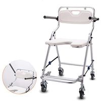 Zhu Rollator Walker Wheelchair Bath Chair Folding Portable Transport Chair with Solid Wheels Comfortable Armrest and Seat Foot Rrests Heavy Duty for Seniors