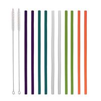 Malier Reusable Silicone Drinking Straws - Regular Durable Flexible Straws, Extra Long for 30 oz and 20 oz Tumbler Yeti with 2 Cleaning Brush & 1 Storage Pouch - 10 straight