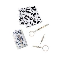 Avenue 9 Eyeglass Repair Tool Kit - Eyeglass Repair Kit with Assorted Cleaning Cloth Designs (Panda)