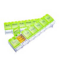 ZOOLION 7 Day Pill Organizer and Box (2 Pack) - Weekly Pill Organizer 2 Times a Day, Large Pill Case with Easy Push Button, Daily Medication Organizer for Vitamins, Fish Oils or Capsules.