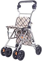 Four Wheeled Rollator Walker Trolley with Backrest and Shopping Basket Foldable Leightweight Walking Aid for Elderly Disabled & Limited Mobility Patients Walking Stabilizer