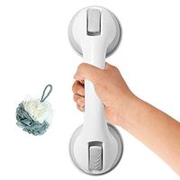 Grab Bar - Shower Handle Suction - Safety Hand Rail Support for Tub, Handicap, Elderly, Injury, Kid, Senior Assist Bath Handle, Non Skid, No Fixings Needed for Bathroom(Gray)，12”
