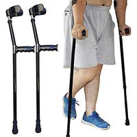 Crutches Adults, Crutches Black, Adjustable Aluminum Cane for The Disabled Comfortable Safe Light Weight, 2PCS,B