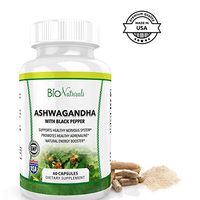 Organic Ashwagandha with Black Pepper - All Natural Supplement Enhances Mood & Energy Levels, Combats Stress & Anxiety & Supports A Healhty Immune & Nervous System - 60 Veggie Capsules