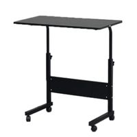 Azadx 31.4" Large Size Mobile Side Table, Adjustable Computer Stand with Baffle, Movable Laptop Desk with 4 Wheels, Portable Laptop Stand for Bed Sofa Reading Eating (Black, 31.5'' x 15.75'')