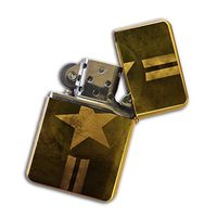 Gold Flip Top Refillable Windproof Lighter - Army Star Stripes Lighter Gold