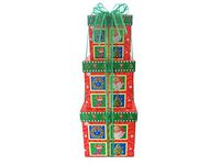 LAC Design Nested Boxes - Set of 3 Gift Boxes for Christmas and Holidays (Holiday Santa)