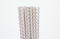 Pink and Lavender Small Polka Dots Paper Straws (50)