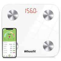 Bluetooth Smart Body Fat Scale, Whosfit Digital Weight BMI Bathroom Scale, Body Composition Monitor Analyzer Scale, Accurate Health Monitor, with Smartphone App-400 lbs-White