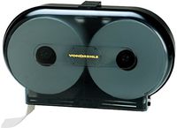 vonDrehle 3253 Jumbo Roll Twin Jr. Commercial Bath Tissue Dispenser, Smoke, 9" Diameter Roll Size, 3.3" Core Size, Approx Dimensions: 21" x 12" x 5", Stylish Attractive Design