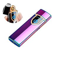 Recyclable USB Rechargeable Electric Lighter - Double-Sided Windproof Coil Ultra-Thin Lighter with Touch Control, Portable Intelligent Fingerprint Sensor Ignition Tool Suitable for Cigarette Smokers