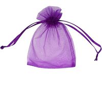 ATCG 100pcs 5x7 Inches Sheer Drawstring Organza Pouches Wedding Party Favor Candy Bags (Purple)