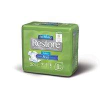 Medline FitRight Restore Adult Briefs with Tabs, Maximum Absorbency, Bag of 20, Available in Sizes M - XXL, for Adult Incontinence, Comfort and Skin Health (FITRESTORELGZ)