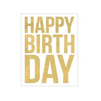 Caspari Happy Birthday Block Gift Enclosure Cards in Gold Foil, 20 with Envelopes