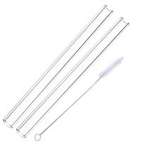 ALINK Glass Smoothie Straw, Alink Extra Wide Reusable Long Fat Boba Straws, 14mm X 9 in Set of 2 with Clening Brush