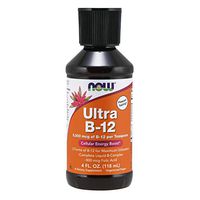 NOW Supplements, Ultra B-12, Liquid, 800 mcg Folic Acid, Cellular Energy Production*, 4-Ounce