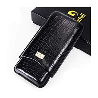 Lxc Smoking Set/Cigar Box with Cigar Cut Cigarette Case Travel Portable Cigar Tube Can Hold 3 Cigar Quality Leather Men's Gift Box Packaging Black Mute