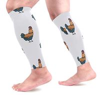 LEVEIS Farming Seamless Pattern Rooster Calf Compression Sleeves 1 Pair, Leg Performance Support for Shin Splint Calf Pain Relief Men & Women Guards Sleeves for Running Cycling