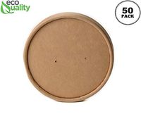 115mm Vented Lids for Kraft Paper Soup Containers [50 PACK] - Fits 26oz, 32oz EcoQuality Ice Cream Containers, Frozen Yogurt Cups, Restaurant, Microwavable, Take out, Food Storage, Recyclable
