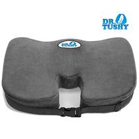 Dr. Tushy Memory Foam Seat Cushion - Coccyx Seat Cushion for Tailbone Pain - Best for Office Chair, Car Seat, Wheelchair - Helps with Sciatica & Back Pain Relief - Built in Carry Handle & Seat Straps