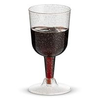 50-Pack Silver Glitter Disposable Dessert Cups | 6 oz. Clear Hard Plastic Fancy Wine Cups (50-Pack) by Bloomingoods