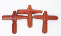 Lot of 3 Pcs. Thai Traditional Reflexology Hand & Foot Massage Stick X-Shape Massager Massage Tool Red Wood