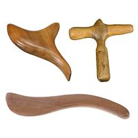 Ioffersuper Natural Wooden Manual Massager Set, Including S, Cross and Triangle Shape Body Gua Sha Board Therapy Tool for Face Neck Body Massage