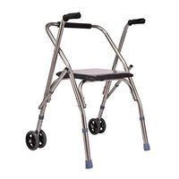 2 in 1 Folding Walker with Wheel-Non-Slip Grip Height Adjustable,Push Button Close,Comfortable Grip,Portable Seniors Medical Walking Frame,Mobility Aid