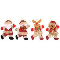 Elevin(TM) 4Pcs Christmas Ornaments Gift Santa Claus Snowman Tree Toy Doll Hang Decorations