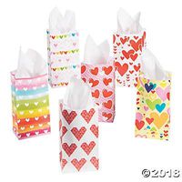 144 Pack- Assortment Valentine Gift/Treat Bags - 10 inch Paper Bags